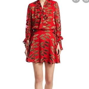 Alice + Olivia x Donald Red Leopard Print Skirt